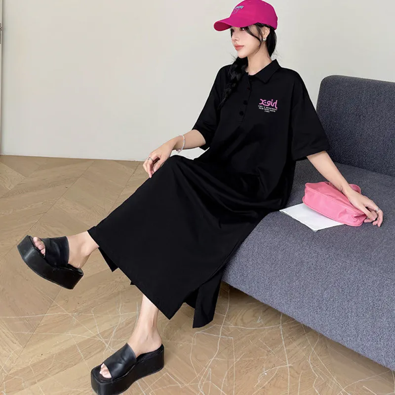 『L-4XL』新作登場 ゆったりデザイン 軽やかな着心地 ロング丈 ワンピース