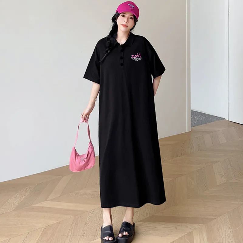『L-4XL』新作登場 ゆったりデザイン 軽やかな着心地 ロング丈 ワンピース