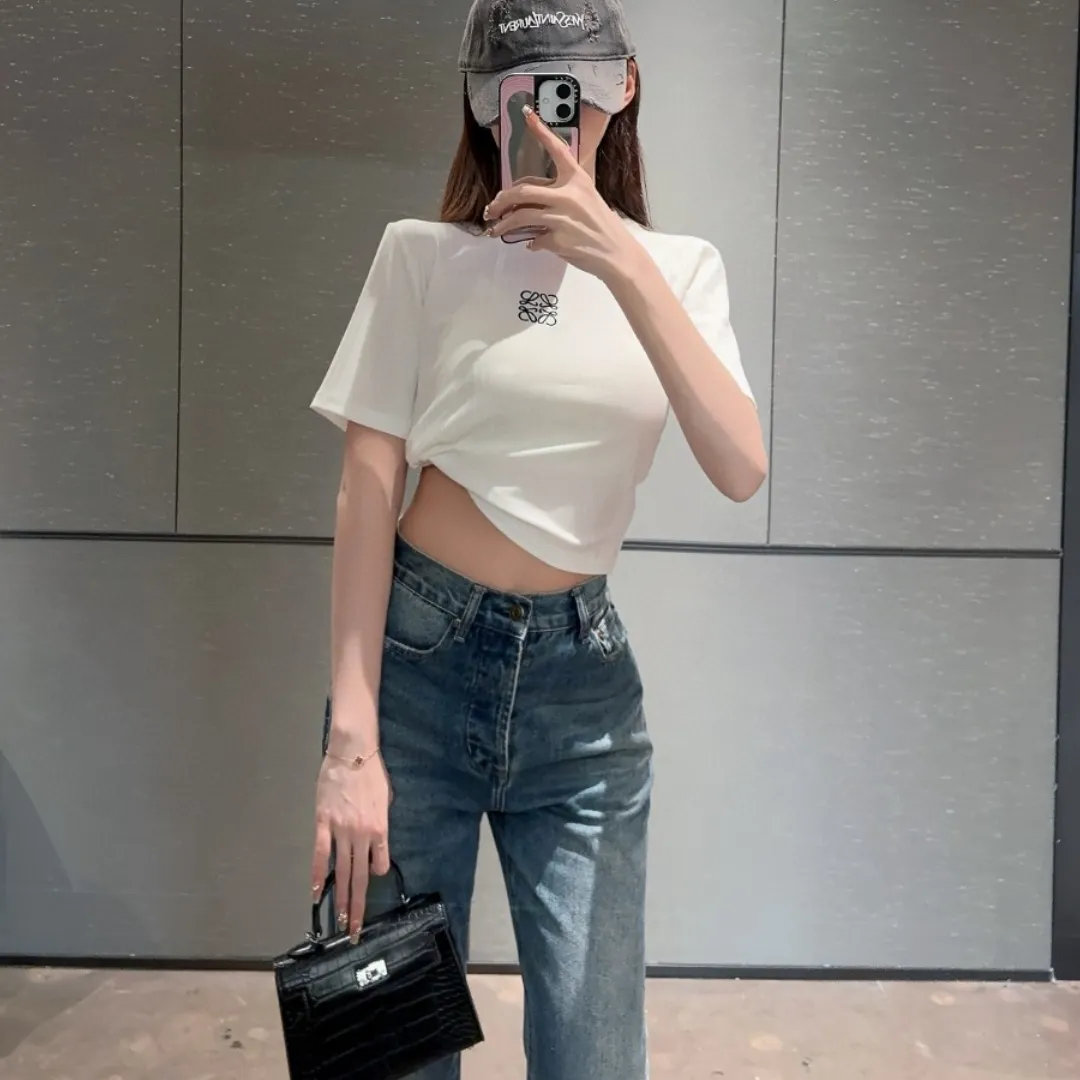 『S-L』おしゃれ クラシック シンプル 活気 小さい丸首 ショート丈 スリム Tシャツ