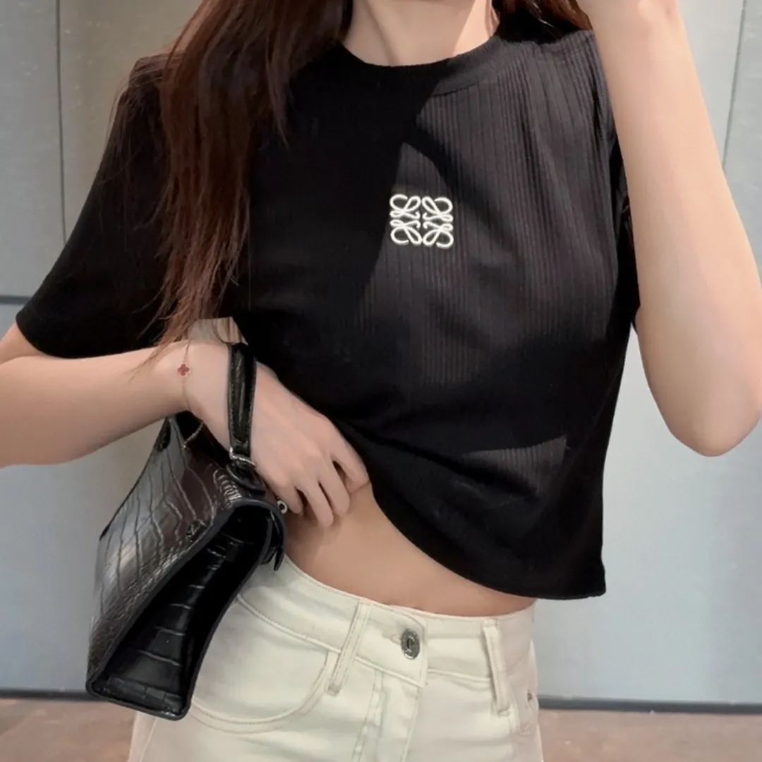 『S-L』おしゃれ クラシック シンプル 活気 小さい丸首 ショート丈 スリム Tシャツ