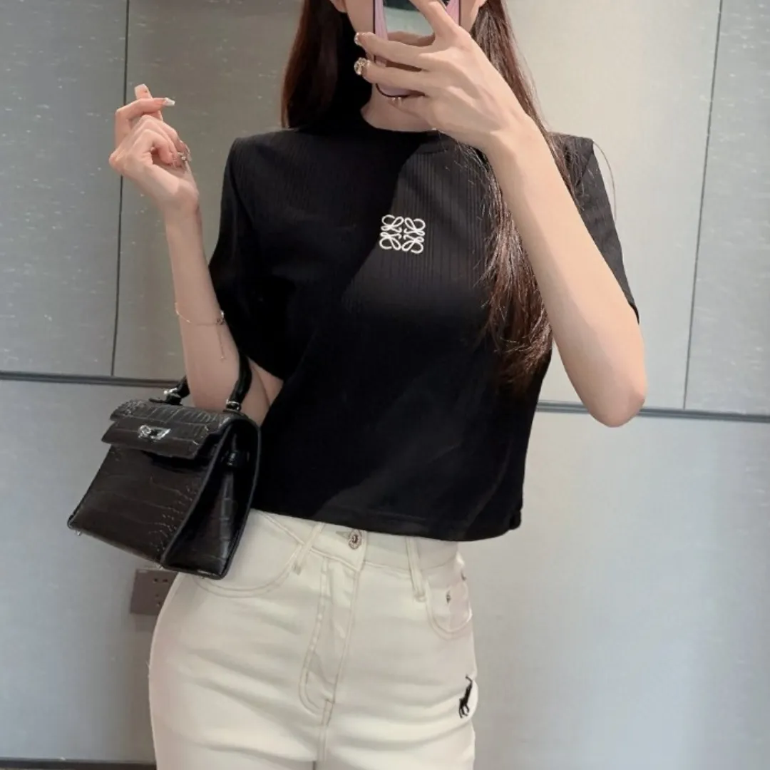 『S-L』おしゃれ クラシック シンプル 活気 小さい丸首 ショート丈 スリム Tシャツ