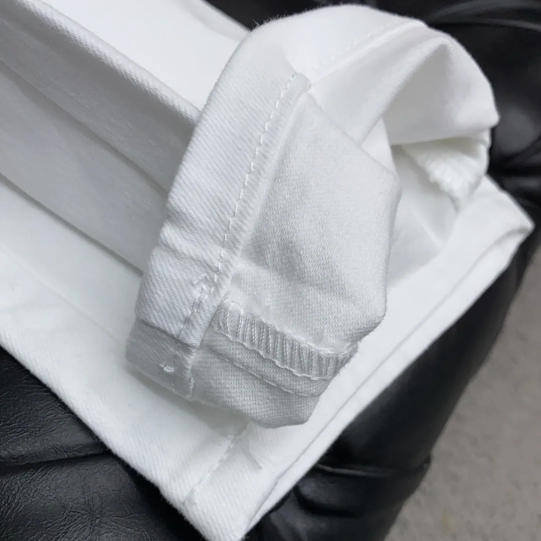 『S-2XL』白色コットンストレッチデニム 生地 古着風ウォッシュ加工 ストレートジーンズ