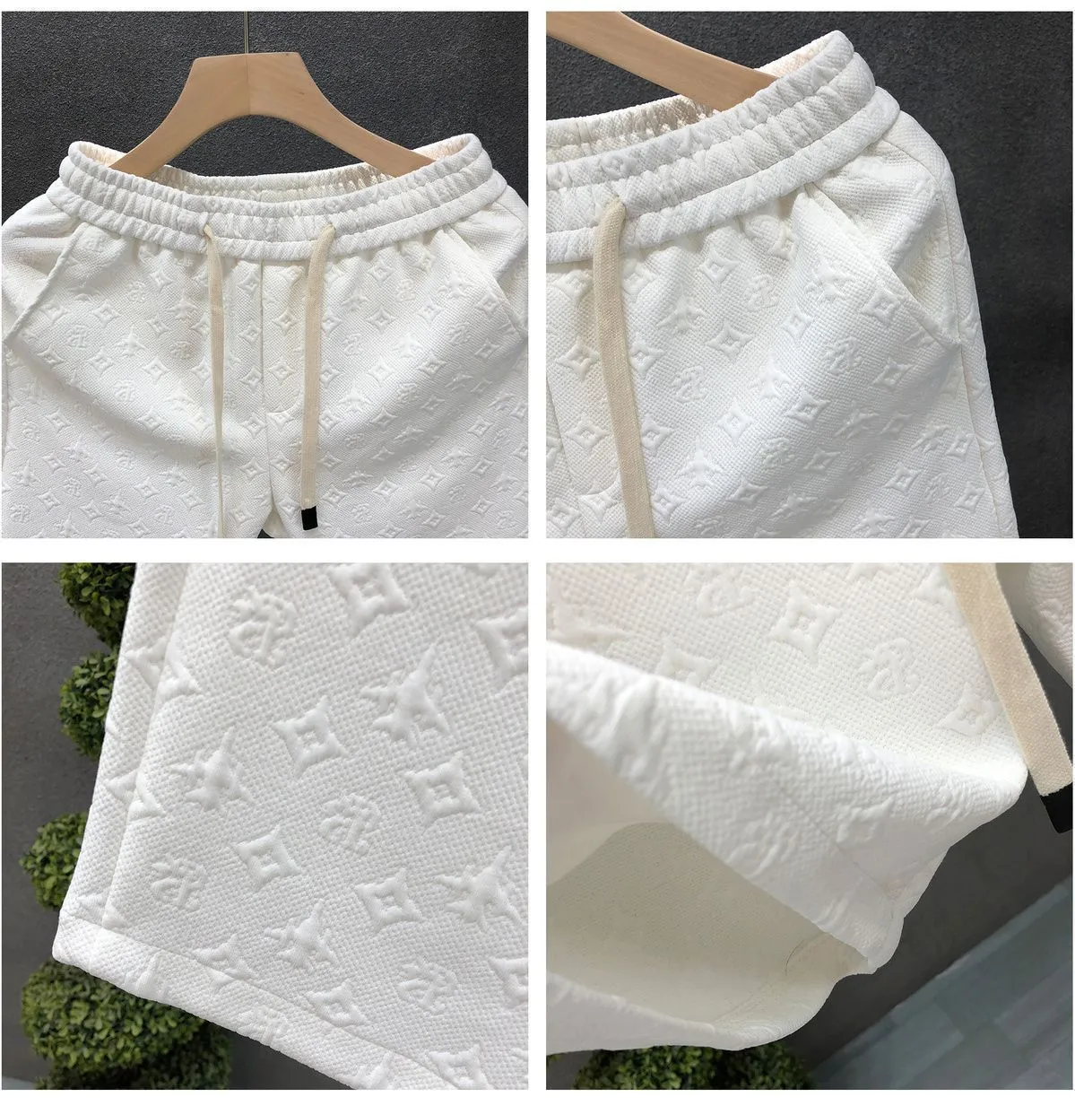 トレンド パンツ 夏 ライトラグジュアリー ホワイト ジャカード ショーツ ストリートブランド ハーフパンツ メンズ ビーチパンツ