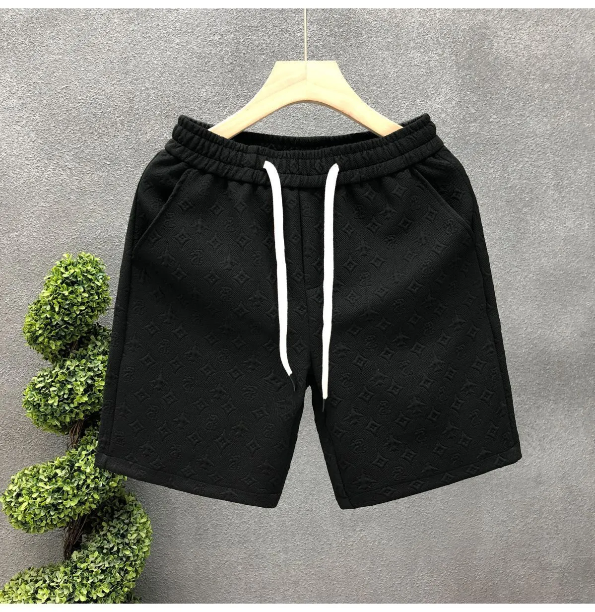 トレンド パンツ 夏 ライトラグジュアリー ホワイト ジャカード ショーツ ストリートブランド ハーフパンツ メンズ ビーチパンツ