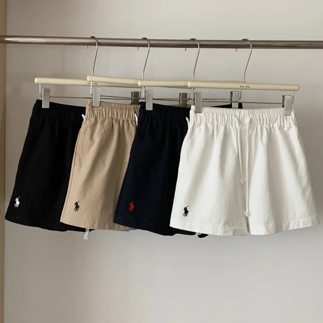 『M-4XL』刺繍 ハイウエスト ドローストリング スポーツ カジュアル ショーツ レディース ゆったり ホットパンツ