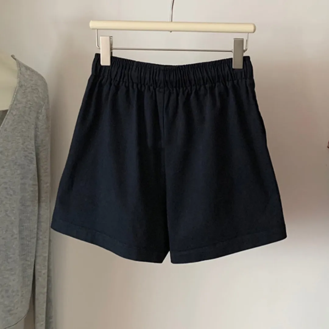 『M-4XL』刺繍 ハイウエスト ドローストリング スポーツ カジュアル ショーツ レディース ゆったり ホットパンツ