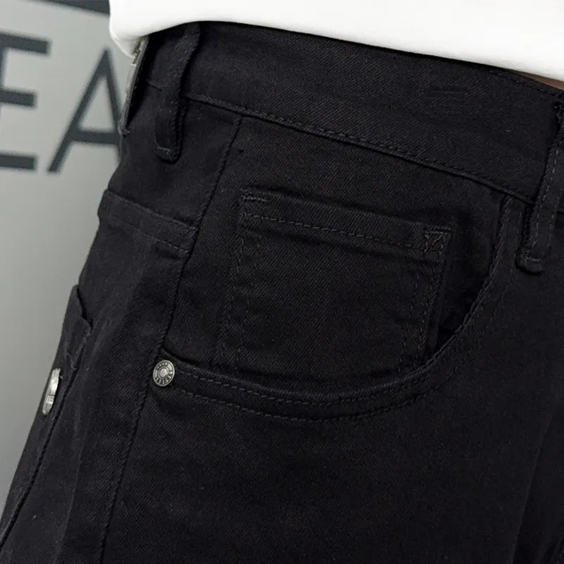 『S-2XL』綿ストレッチデニム クラシック 夏 ウォッシュ メンズ クロップド ストレート ジーンズ