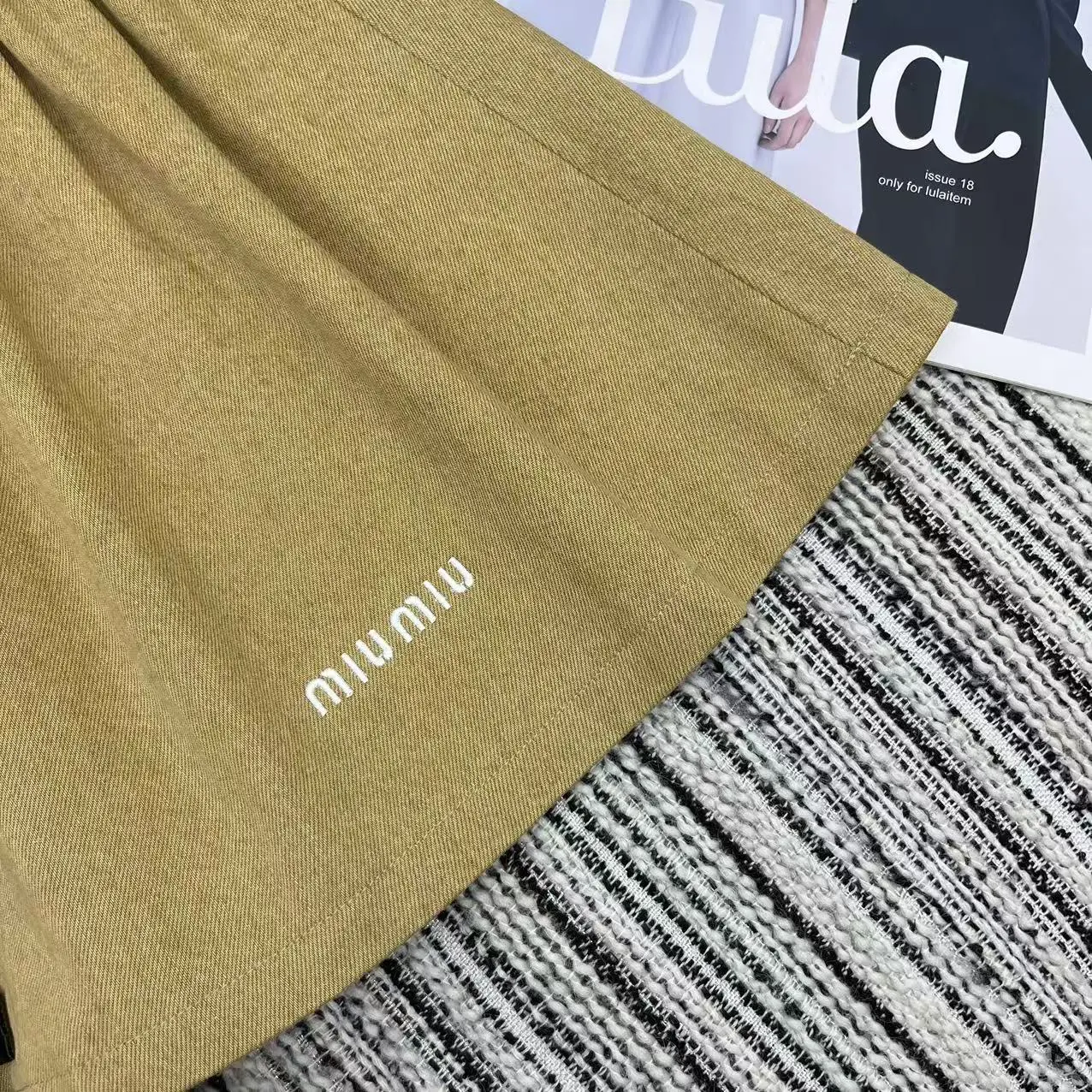 『S-L』春夏コレクション 新作 刺繍レタリング デニムベスト ゴムウエスト ショートスカート