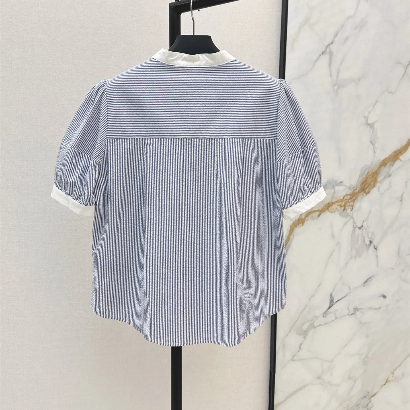 『S-L』春夏 最新作 レタリング カジュアル ルーズ 刺繍デコ ショート丈デザイン シャツ