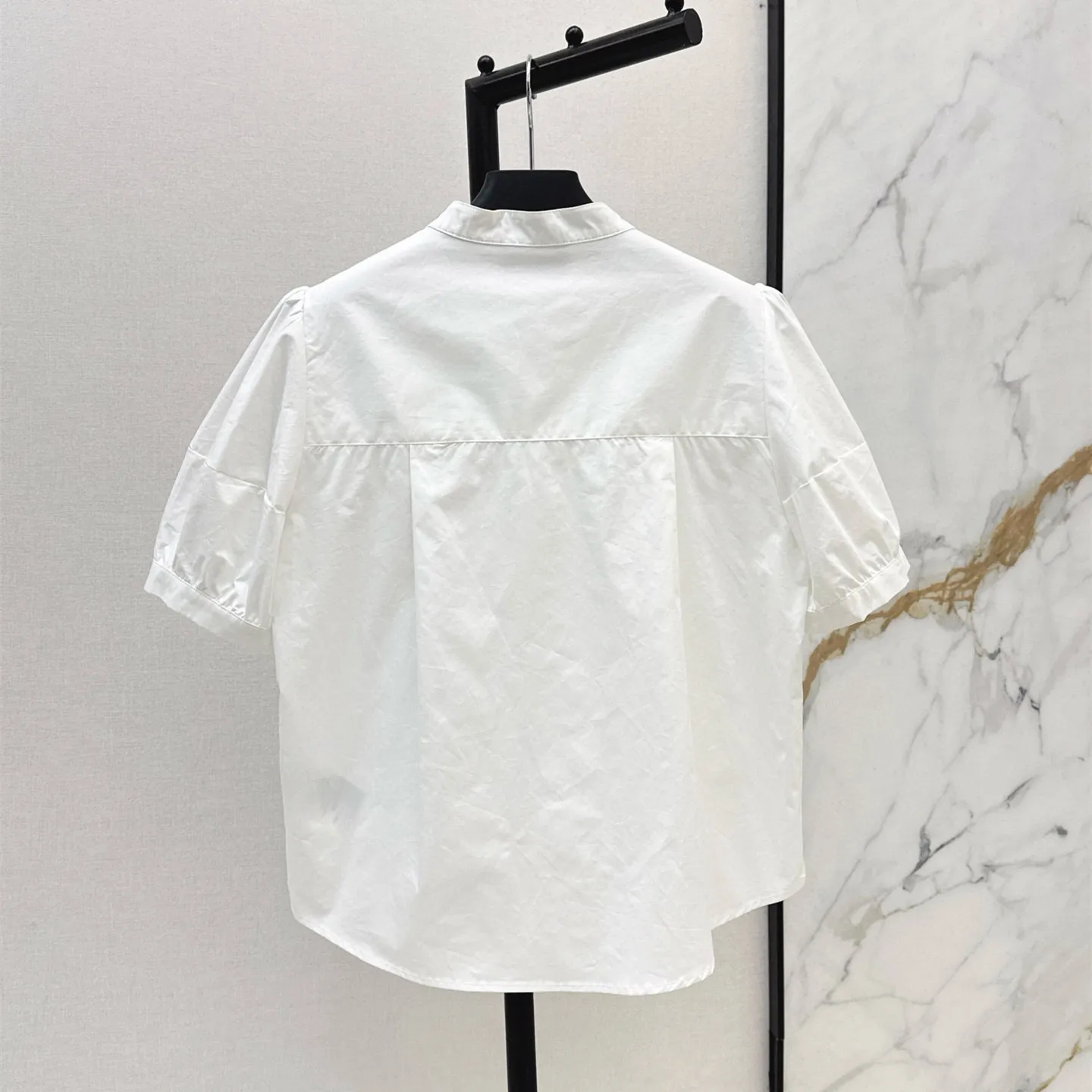 『S-L』春夏 最新作 レタリング カジュアル ルーズ 刺繍デコ ショート丈デザイン シャツ
