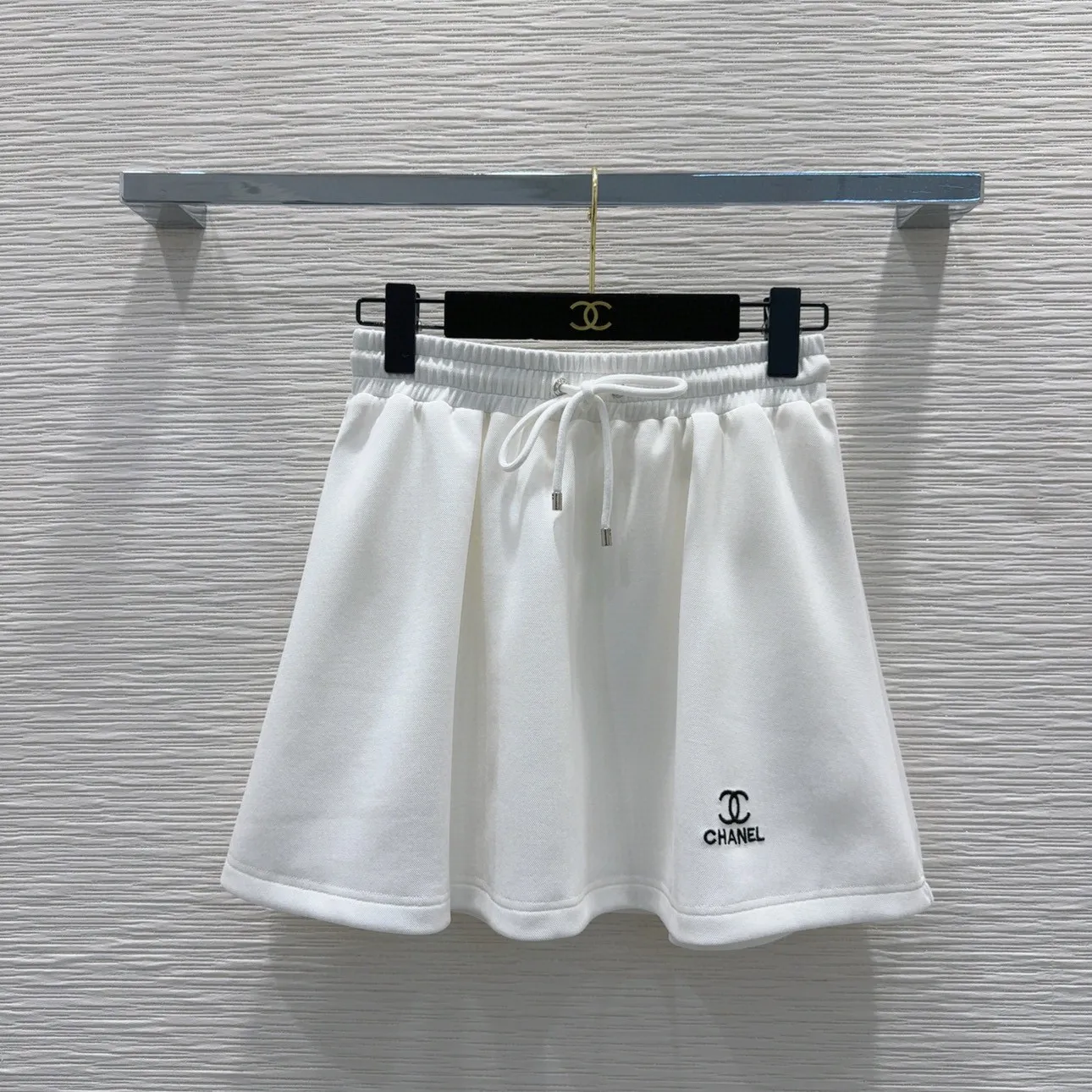 『S-L』スリム ロゴ刺繍デコ カラーブロック パッチワーク タータンカラー 半袖 ポロシャツ スカート セットアップ