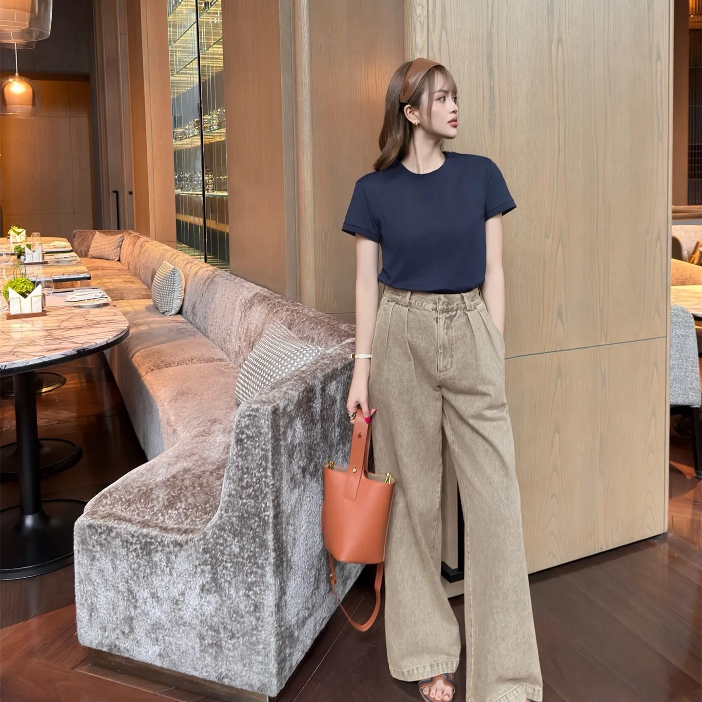 『S-L』綿100% 高級感 快適 リラックス カットアウト 刺繍 フラワーロゴ 半袖Tシャツ ルーズ セットアップ