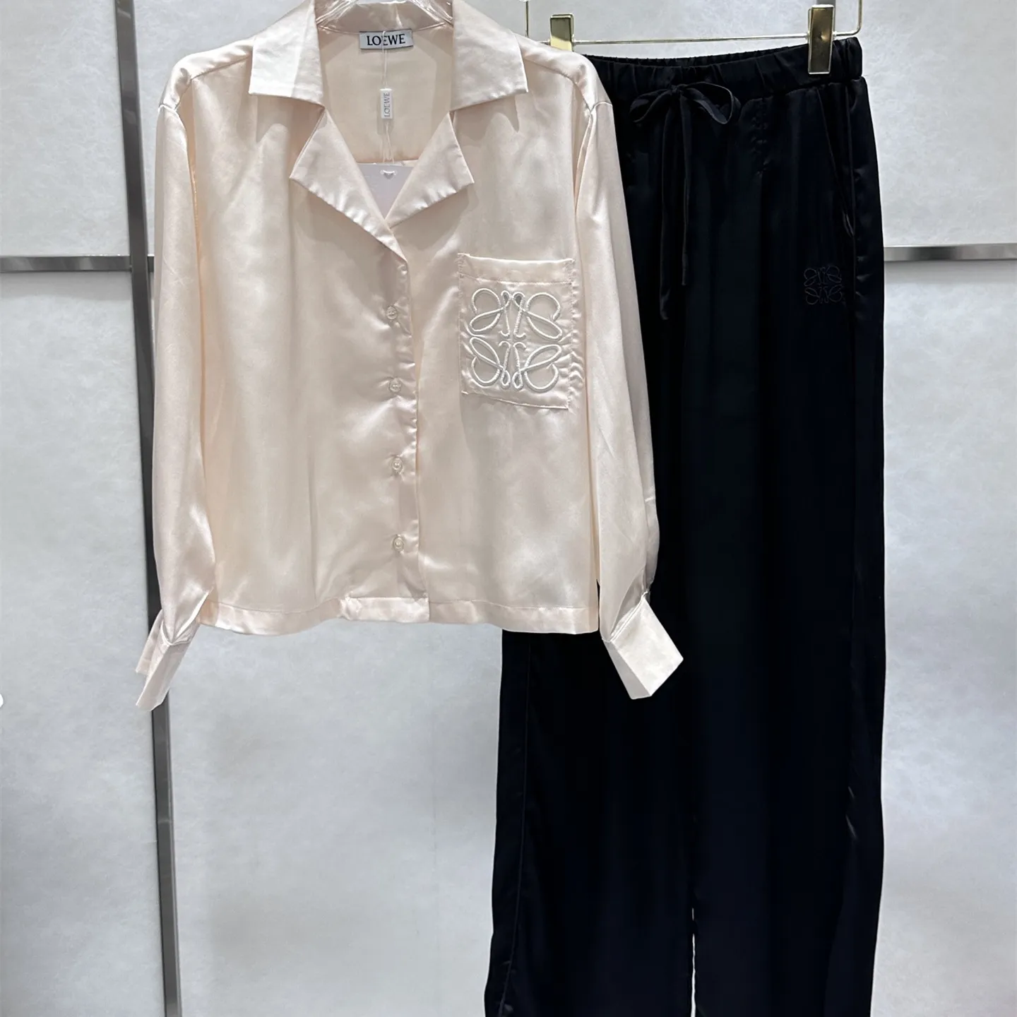 『S-L』新作 カジュアル 刺繍 パッチポケット スリット タータンカラー 長袖 シャツ ロングパンツ