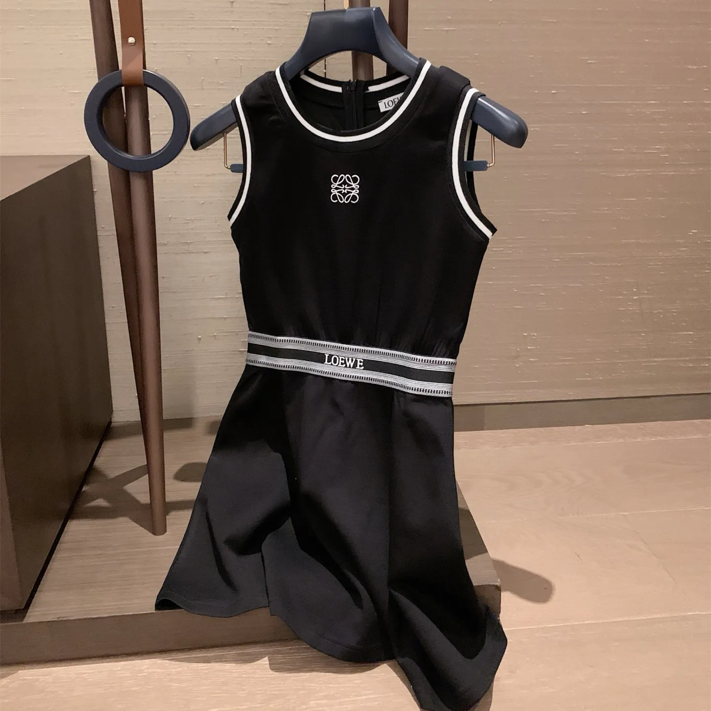 『S-L』夏 涼感 ストレッチ おしゃれ レタリング ゴム編み カラーブロック ベスト ワンピース