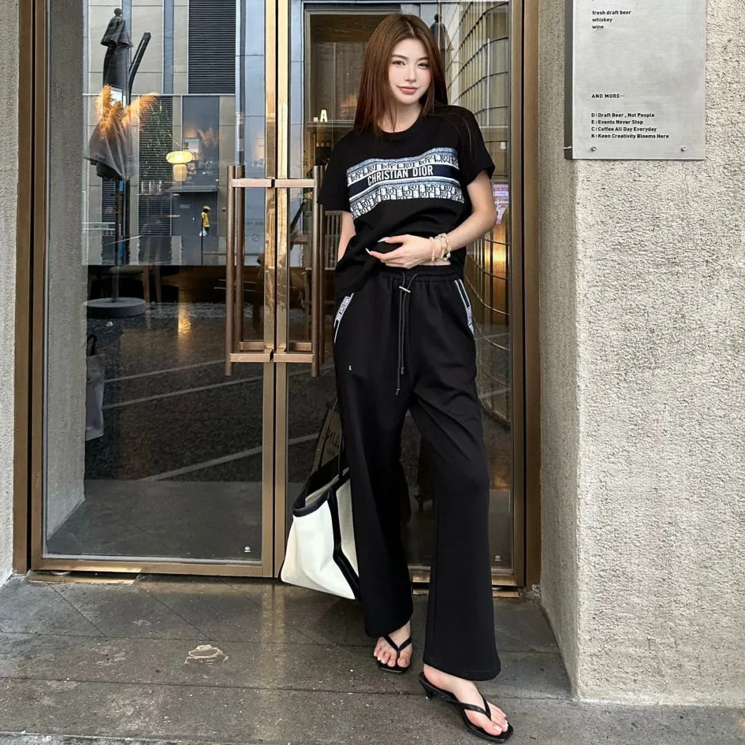 『S-L』デザイン独特 日常 通勤 カジュアル 半袖 ロングパンツ セットアップ