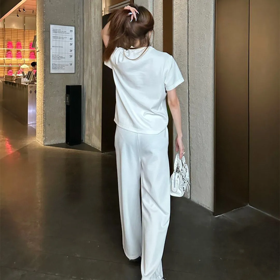 『S-L』デザイン独特 日常 通勤 カジュアル 半袖 ロングパンツ セットアップ