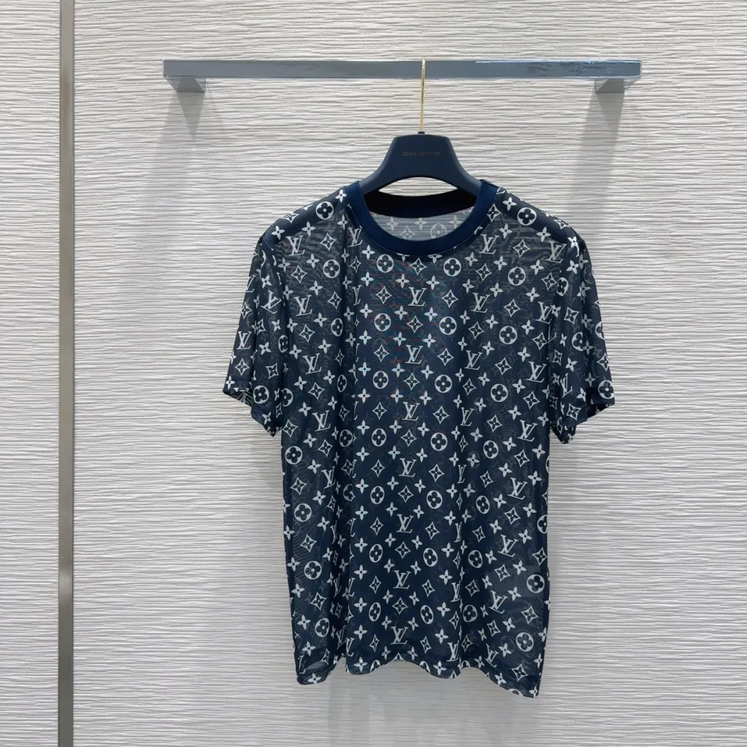 『S-L』シースルー 高級感 柔らかい ストレッチ 快適 プレミアム 上品 浸透プリント メッシュ トップス半袖