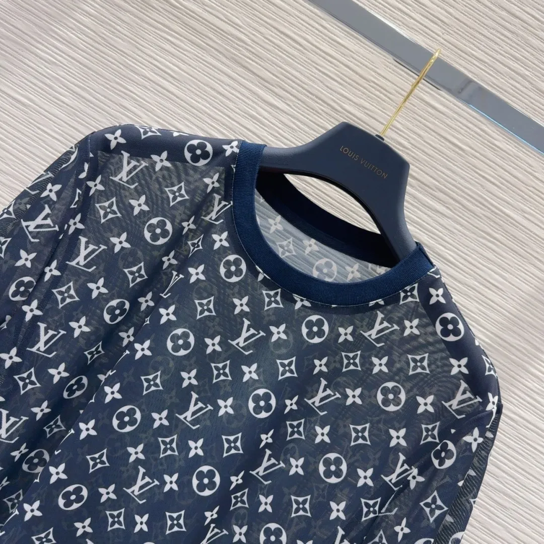 『S-L』シースルー 高級感 柔らかい ストレッチ 快適 プレミアム 上品 浸透プリント メッシュ トップス半袖