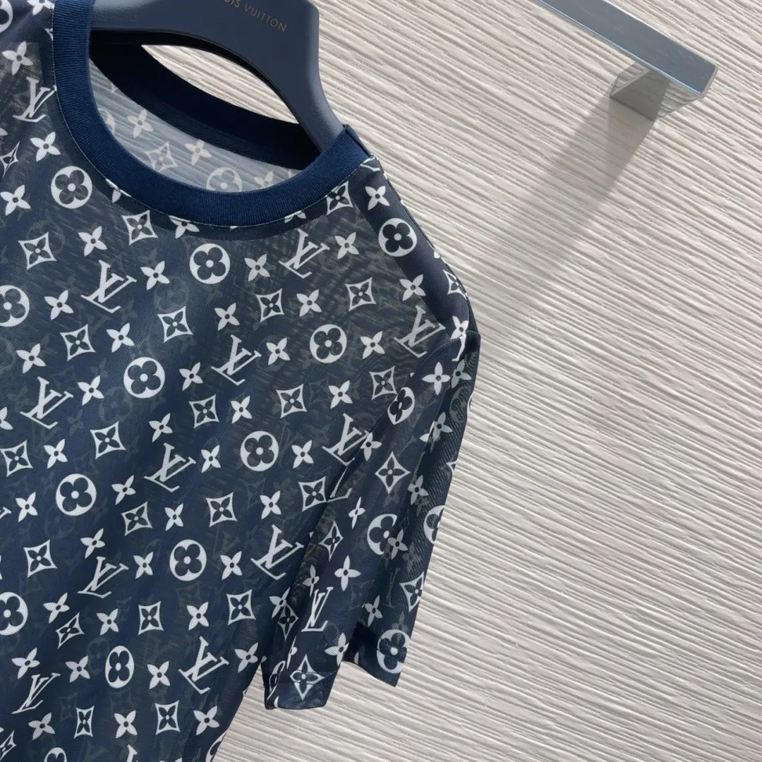 『S-L』シースルー 高級感 柔らかい ストレッチ 快適 プレミアム 上品 浸透プリント メッシュ トップス半袖