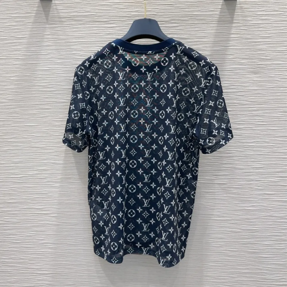 『S-L』シースルー 高級感 柔らかい ストレッチ 快適 プレミアム 上品 浸透プリント メッシュ トップス半袖