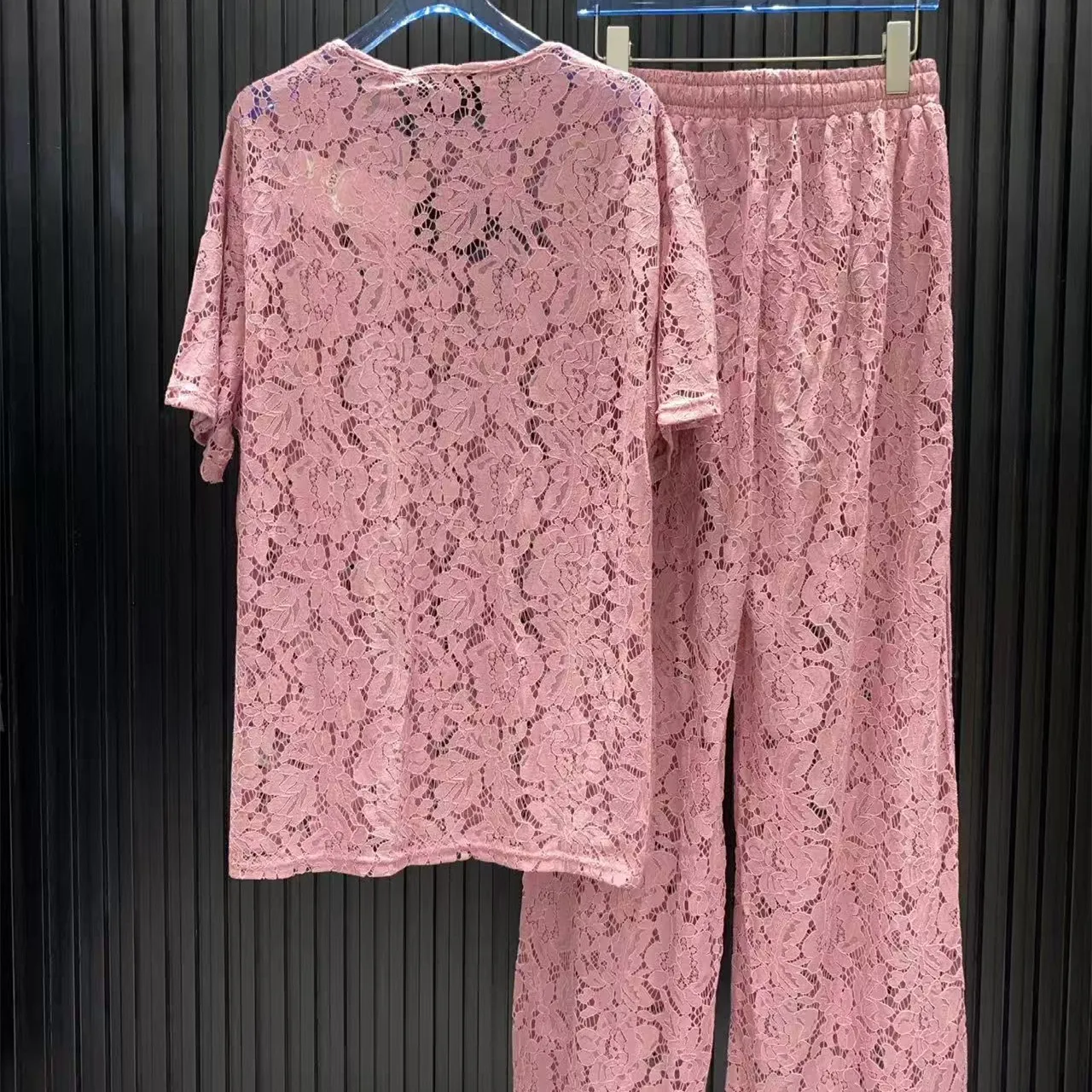 『S-L』新作 高級コーデ 軽量 柔らか 上品 カットアウト レタリング 半袖 ロングパンツ セットアップ