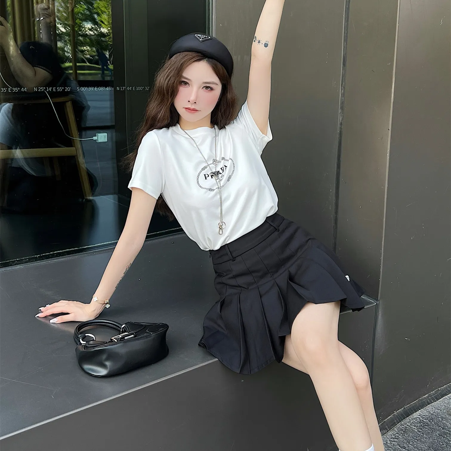 『S-L』SNSで話題沸騰 コーディネートの主役 体型カバー シンプル Ｔシャツ スカート セットアップ