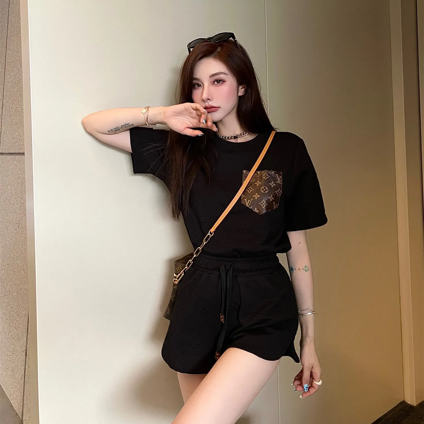 『S-L』元気いっぱい 好感度UP 最愛の一着 柔らかい ショートパンツ Ｔシャツ セットアップ