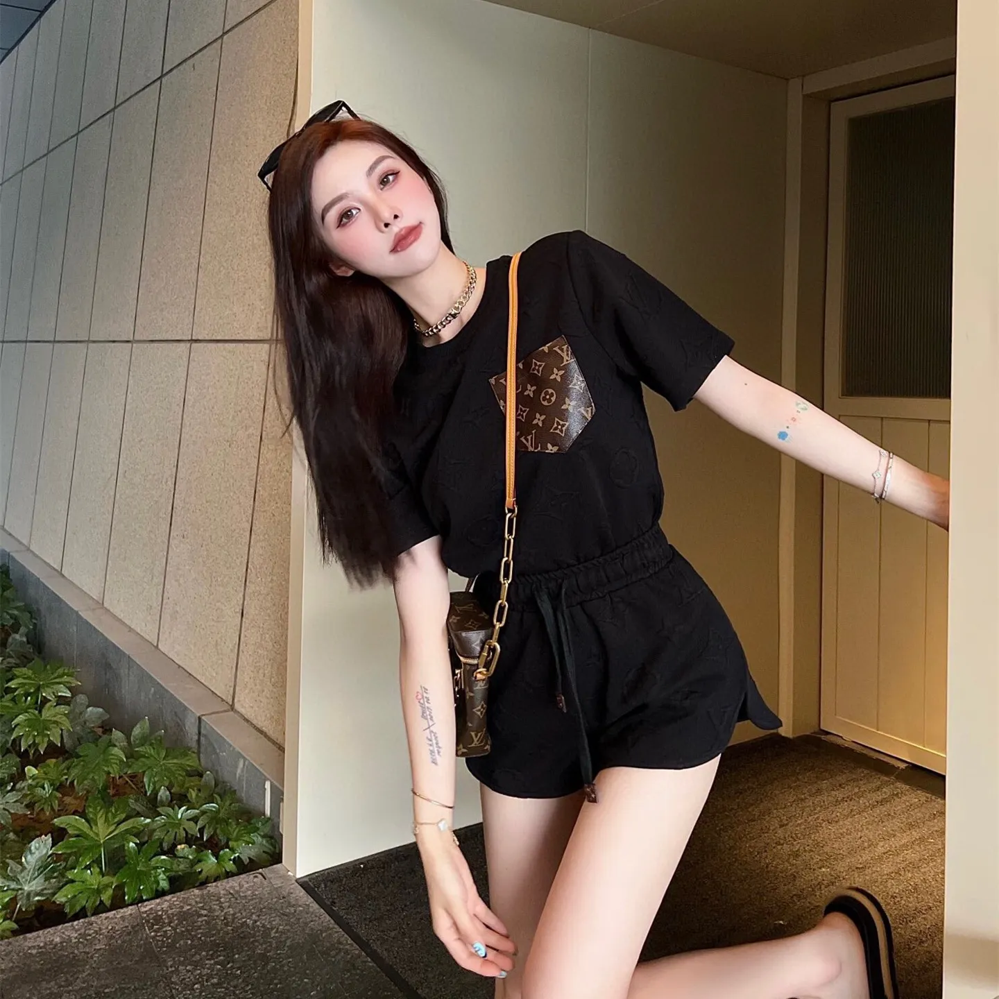 『S-L』元気いっぱい 好感度UP 最愛の一着 柔らかい ショートパンツ Ｔシャツ セットアップ