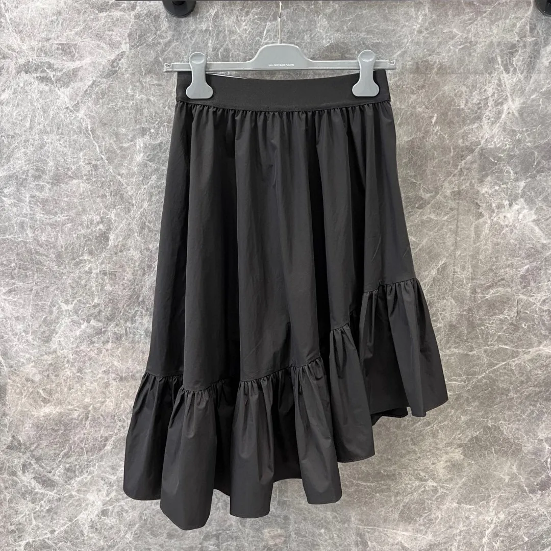 『S-L』上品 フェミニン シンプル ハイエンド 精巧 立体裁断 アシンメトリー フリル スカート