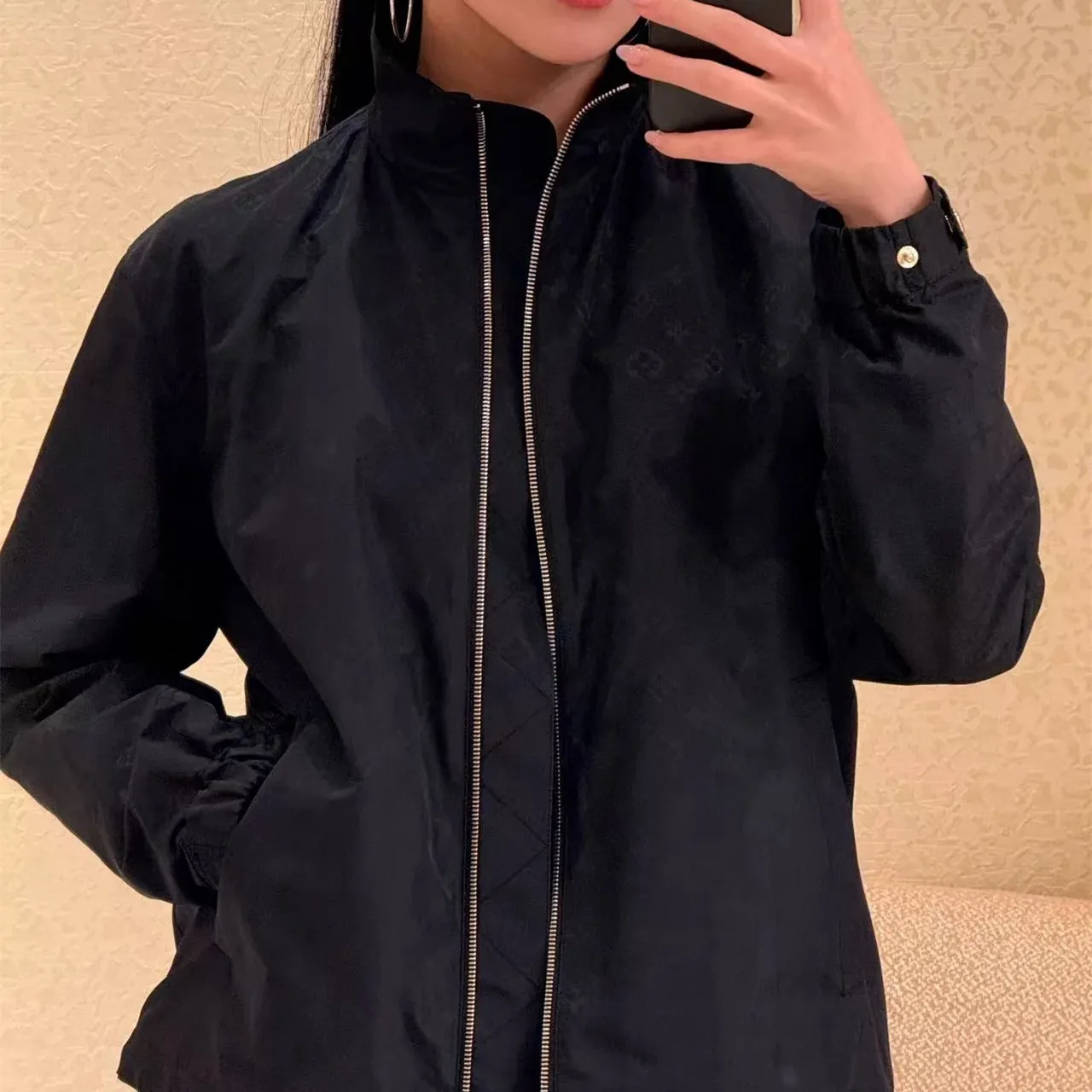 『S-L』軽量 柔軟 通気快適 UVカット スタンドカラー ドローストリング ファスナー アウター