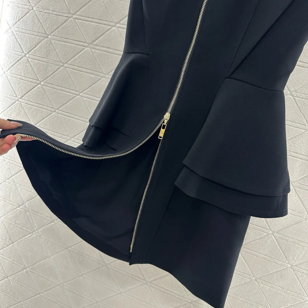 『S-L』超人気商品  存在感  ファッション 日常 スタンドネック 切り替え  ジッパー ワンピース　