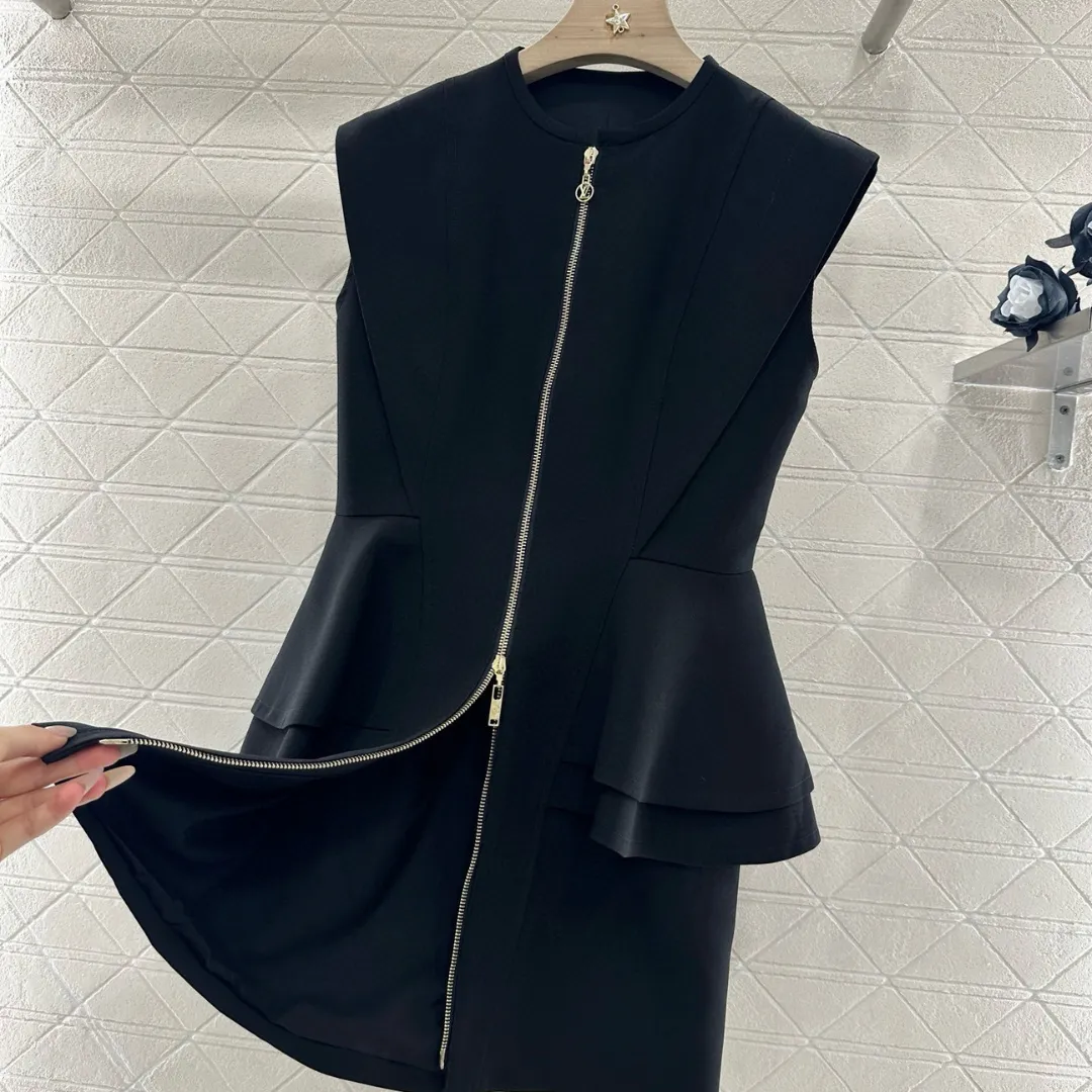 『S-L』超人気商品  存在感  ファッション 日常 スタンドネック 切り替え  ジッパー ワンピース　