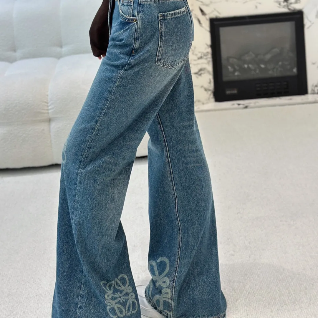 『S-L』大人気 好感度100％ ストリート系 カジュアル  プリント  デニム ロング パンツ