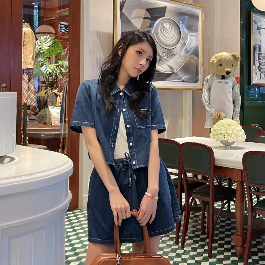 『S-L』おすすめ 大注目 着心地良い カジュアル日常 デニム アルファベット Ｔシャツ+スカート セットアップ
