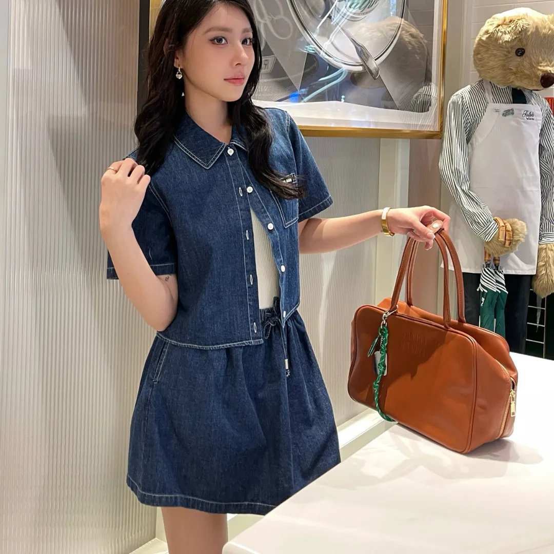 『S-L』おすすめ 大注目 着心地良い カジュアル日常 デニム アルファベット Ｔシャツ+スカート セットアップ