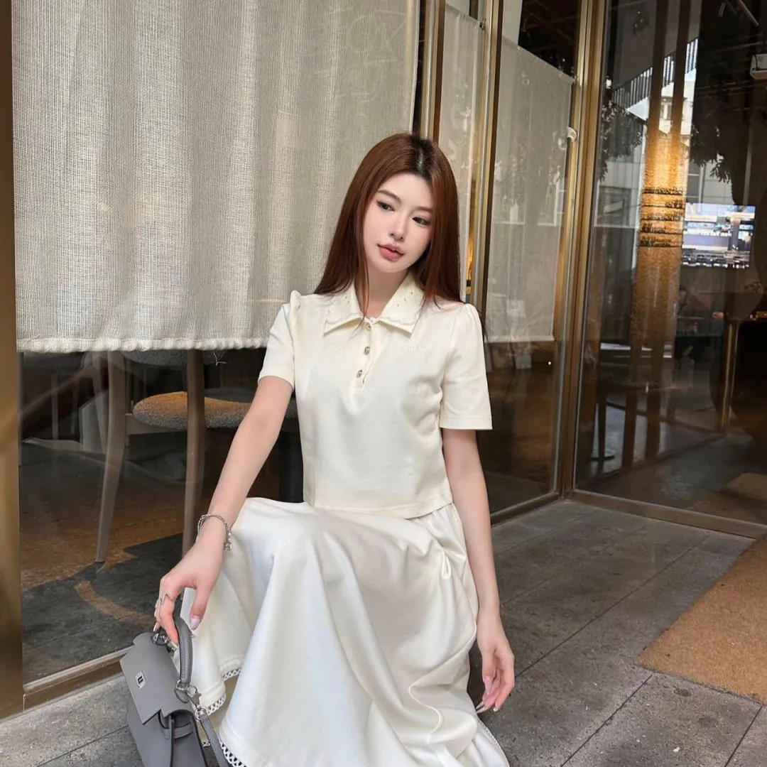 『S-L』大人らしい 期間限定 トレンド  日常 無地　2カラー ロング Ｔシャツ+スカート セットアップ