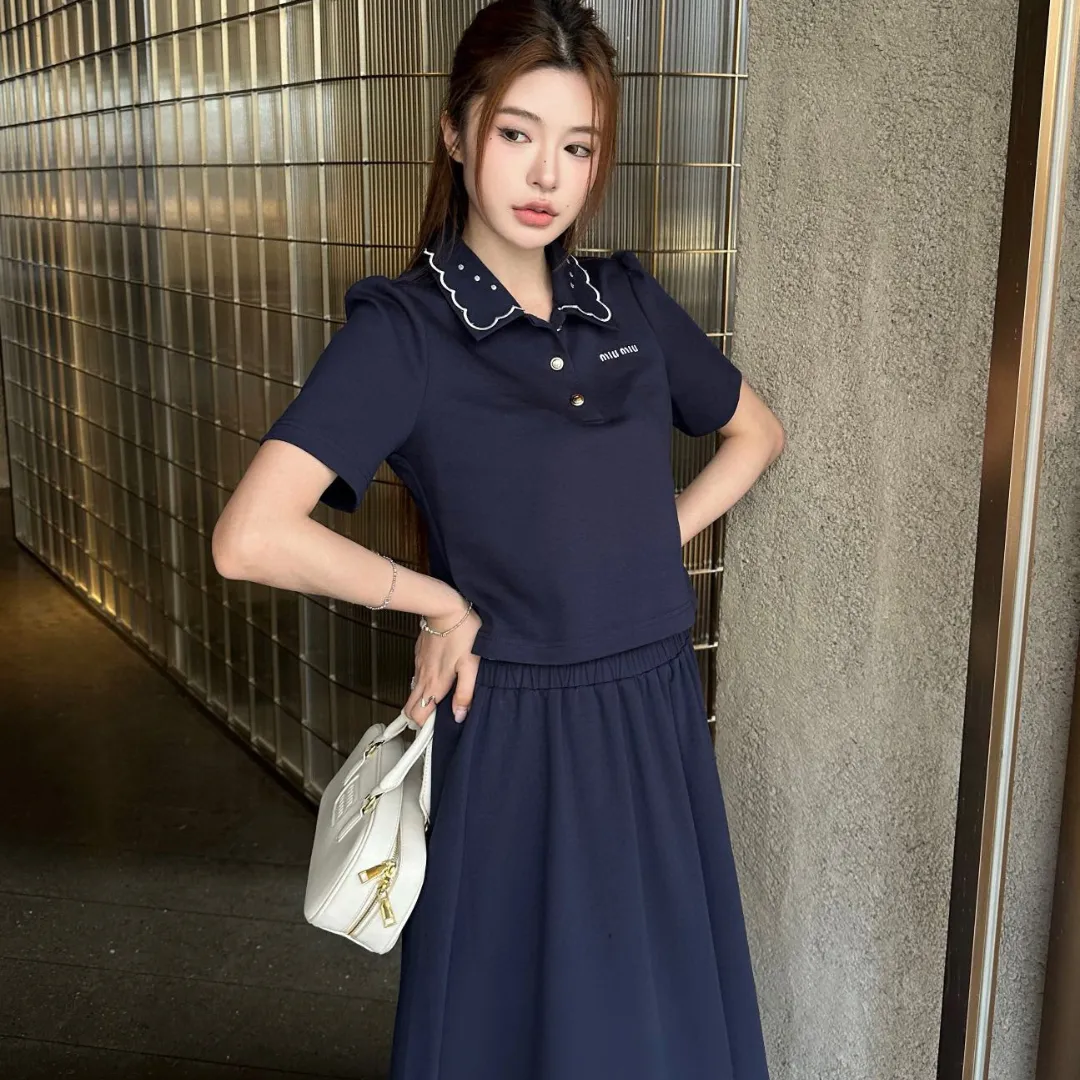 『S-L』大人らしい 期間限定 トレンド  日常 無地　2カラー ロング Ｔシャツ+スカート セットアップ