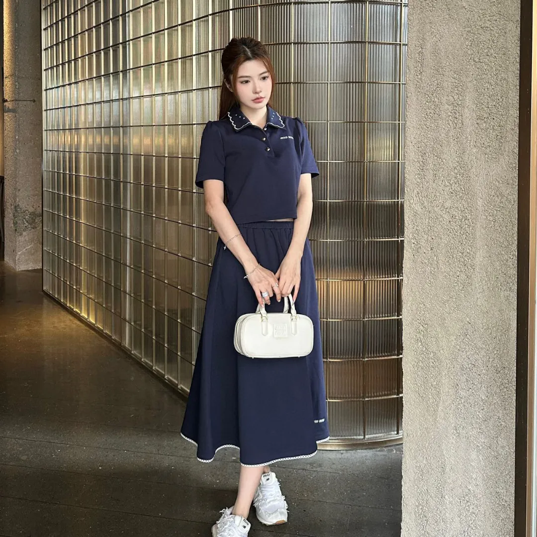 『S-L』大人らしい 期間限定 トレンド  日常 無地　2カラー ロング Ｔシャツ+スカート セットアップ
