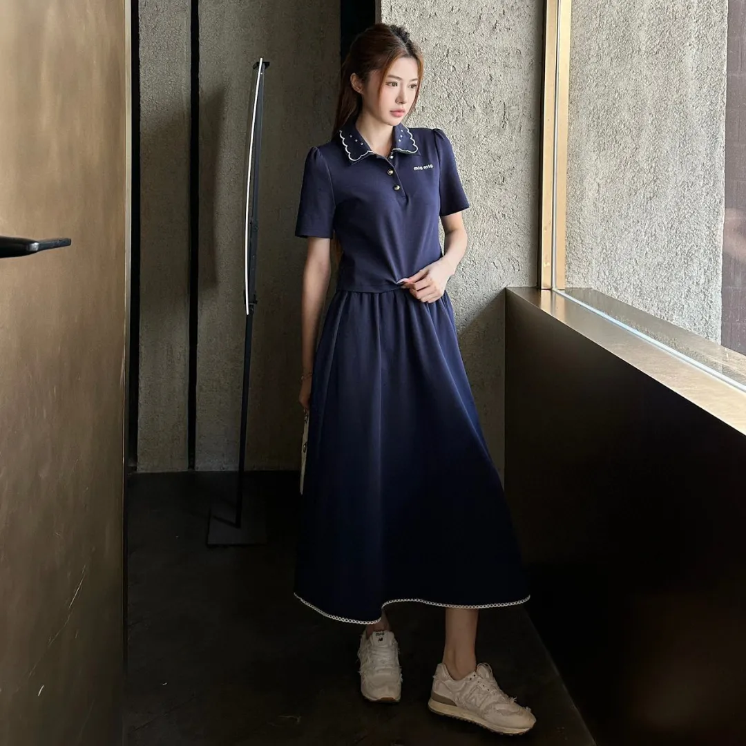 『S-L』大人らしい 期間限定 トレンド  日常 無地　2カラー ロング Ｔシャツ+スカート セットアップ