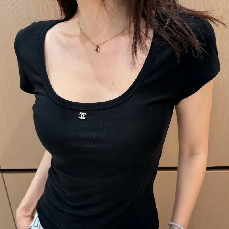 『S-L』大注目 美人度アップ 高級感 おしゃれ ショールカラー レース Tシャツ