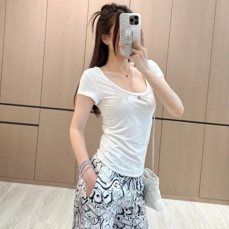 『S-L』大注目 美人度アップ 高級感 おしゃれ ショールカラー レース Tシャツ