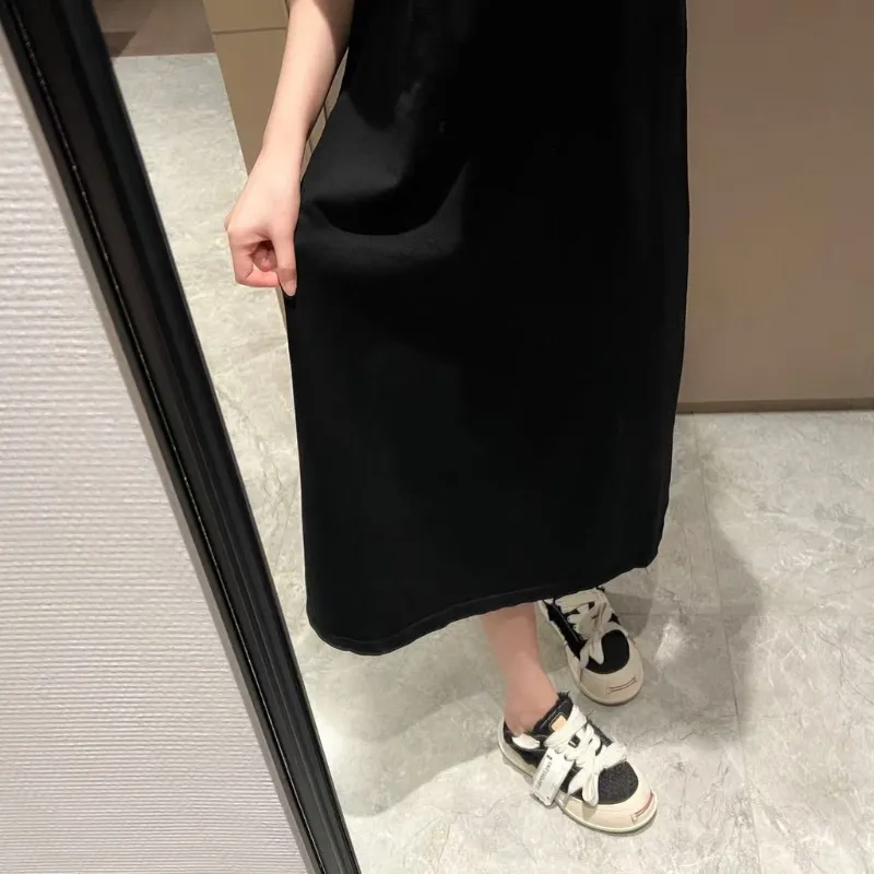 『 フリーサイズ』超人気商品 質感のいい シンプル ノースリーブ ニット ワンピース