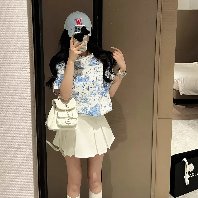 『S-L』話題沸騰中 気質満点 快適 トレンド プリント ラウンドネック Ｔシャツ