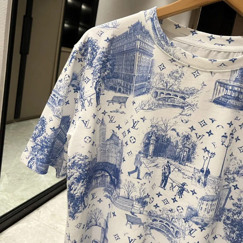 『S-L』話題沸騰中 気質満点 快適 トレンド プリント ラウンドネック Ｔシャツ
