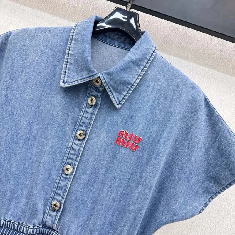 『 S-L』取り入れたい 気質満点 快適 ファッション カジュアル 折り襟 デニム ワンピース