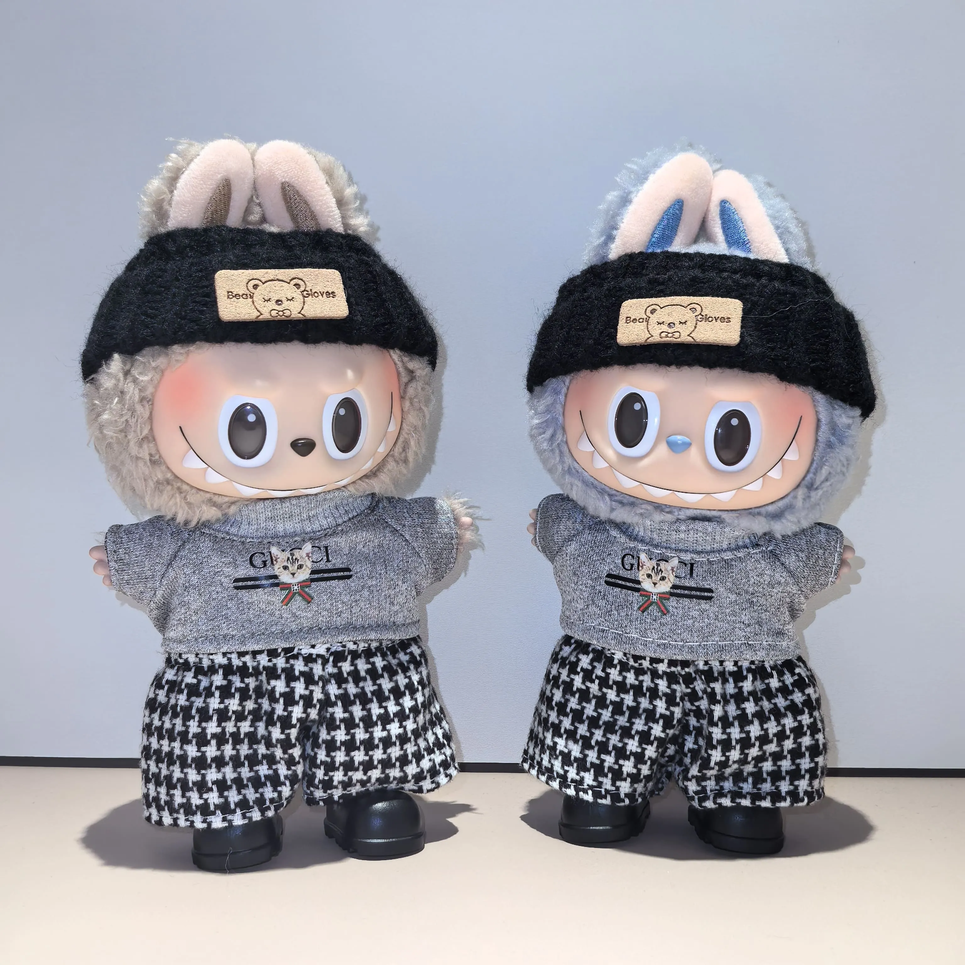 憧れ 激売れ中 人気上昇中 ファッション ストリート チェック柄 labubuぬいぐるみペンダント服 人形を含まない